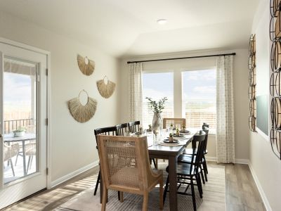 A combined kitchen and dining area make entertaining a breeze.