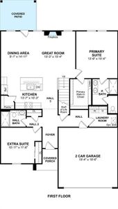 The Sweet Pea floor plan by K. Hovnanian Homes. 1st Floor shown. *Prices, plans, dimensions, features, specifications, materials, and availability of homes or communities are subject to change without notice or obligation.