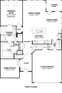 The Monaco III floor plan by K. Hovnanian® Homes. 1st Floor shown. *Prices, plans, dimensions, features, specifications, materials, and availability of homes or communities are subject to change without notice or obligation.