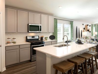 It's easy to converse with guests while preparing meals in this spacious, open kitchen.