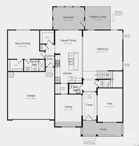 Structural options include: tray ceilings, gourmet kitchen, additional windows, sunroom, second suite upstairs, door from owner's closet to laundry, and ledge at owner's shower, additional secondary bedroom upstairs.
