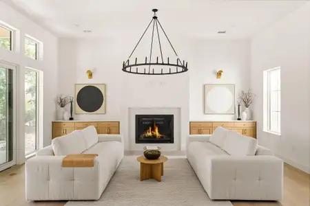 Grand Chandelier with Lux Gas Fireplace