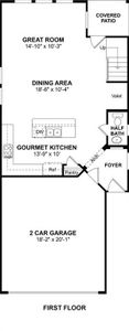 The Frances floor plan by K. Hovnanian Homes. 1st Floor shown. *Prices, plans, dimensions, features, specifications, materials, and availability of homes or communities are subject to change without notice or obligation.