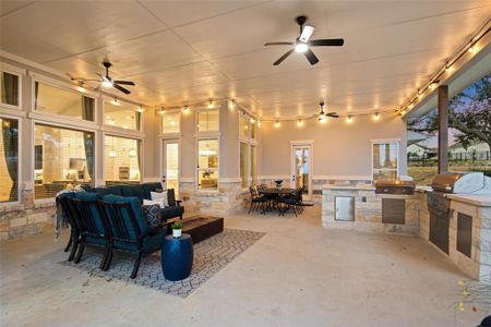 This oversized covered patio is the perfect place to entertain or relax