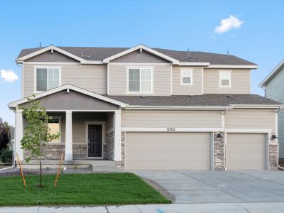 Kenosha floorplan exterior image taken at Poudre heights, a Meritage Homes community in Windsor, CO.