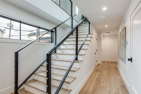 Staircase with wood flooring