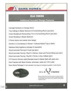 Elk Creek Standard Features