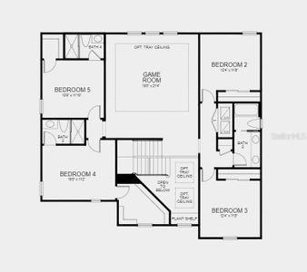 Second Floor Plan - Structural options added include: 3-car garage, extended lanai with an outdoor kitchen rough-in, and study in place of flex room