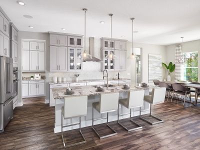 This beautifully designed gourmet kitchen is a chef's dream with built-in stainless steel appliances and tons of counter space.