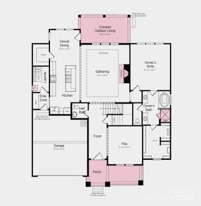 Structural options added include: fireplace, tray ceiling in gathering room, ledge in owner's shower, covered outdoor living, laundry sink