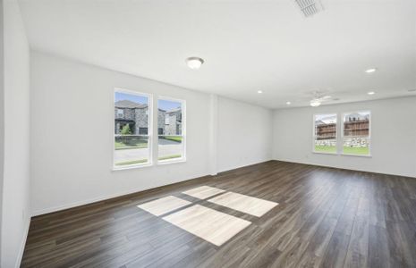 Bright gathering room with large windows *real home pictured