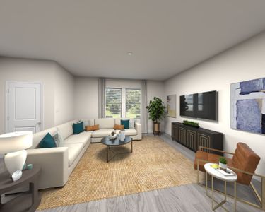 Step inside the Lancaster's, bright open-concept living space.