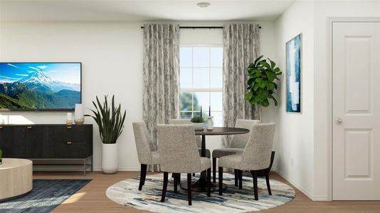 Dining room with hardwood / wood-style floors