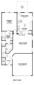 The Darlington II floor plan by K. Hovnanian® Homes. 1st Floor shown. *Prices, plans, dimensions, features, specifications, materials, and availability of homes or communities are subject to change without notice or obligation.