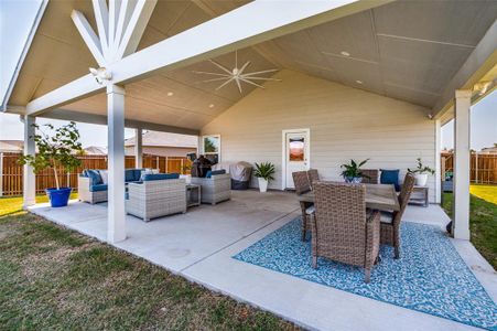 600 square foot patio added with cathedral ceiling, recessed lighting and BIG fan perfect for hot Texas days and cool Texas evenings!