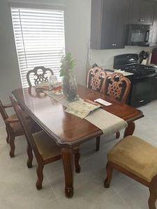 View of tiled dining room