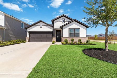 New construction Single-Family house 21802 Redwood Bluff Trail, Cypress, TX 77433 Larrison- photo 0