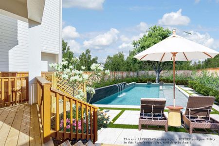 Large back yard with plenty of room for an outdoor kitchen and pool.*Rendering of future pool. Pool not included.