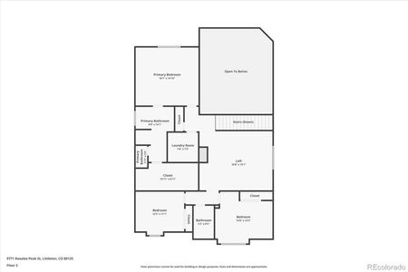 Upper level floor plan (Check out the size of the Primary Closet)