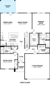 The Sweet Pea floor plan by K. Hovnanian Homes. 1st Floor shown. *Prices, plans, dimensions, features, specifications, materials, and availability of homes or communities are subject to change without notice or obligation.