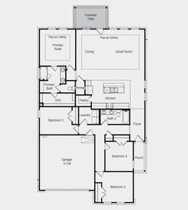 Structural options added include: covered patio, 12" pop up ceiling at dining area, great room, and primary suite.