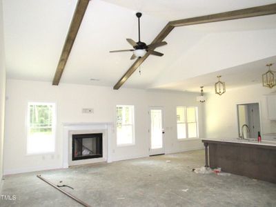 Living room with stained beams