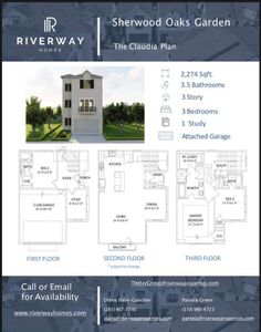 The Claudia floor plan is a spacious floor plan with three bedrooms and a study. It has a balcony off your second floor, and a large master.