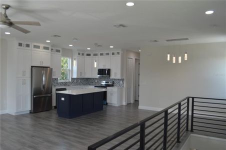 Upstairs kitchen and living area