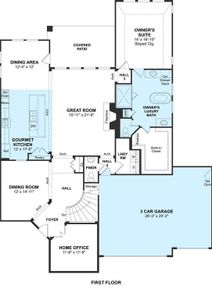 The Andrew floor plan by K. Hovnanian Homes. 1st Floor shown. *Prices, plans, dimensions, features, specifications, materials, and availability of homes or communities are subject to change without notice or obligation.