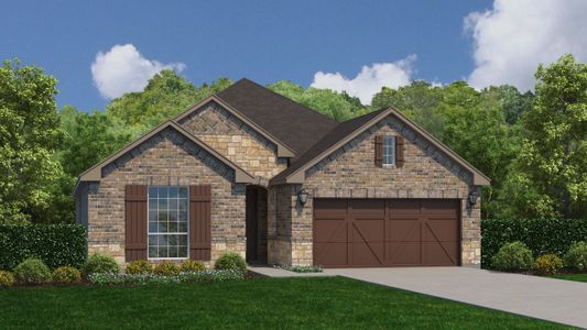 Plan 1521 Elevation A with Stone by American Legend Homes