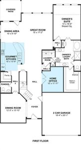 The Easton II floor plan by K. Hovnanian Homes. 1st Floor Shown. *Prices, plans, dimensions, features, specifications, materials, and availability of homes or communities are subject to change without notice or obligation.