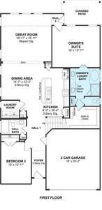 The Ashville floor plan by K. Hovnanian® Homes. 1st Floor shown. *Prices, plans, dimensions, features, specifications, materials, and availability of homes or communities are subject to change without notice or obligation.