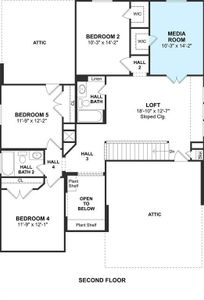 The Monaco III floor plan by K. Hovnanian® Homes. 2nd Floor shown. *Prices, plans, dimensions, features, specifications, materials, and availability of homes or communities are subject to change without notice or obligation.