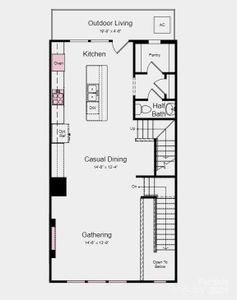 Floor Plan - Structural options added include:Full bathroom on ground floor, fireplace, gourmet kitchen, and ledge in primary shower.