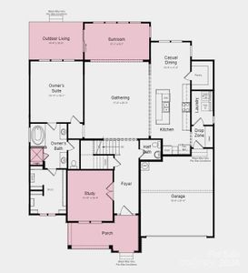 Floor Plan - Structural Options Added Include: Shower ledge to the owner's suite shower, study in place of the flex room, sunroom and gourmet kitchen.