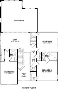 The El Paso floor plan by K. Hovnanian Homes. 2nd Floor shown. *Prices, plans, dimensions, features, specifications, materials, and availability of homes or communities are subject to change without notice or obligation.