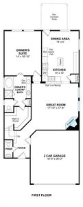 The Darlington II floor plan by K. Hovnanian Homes. 1st Floor shown. *Prices, plans, dimensions, features, specifications, materials, and availability of homes or communities are subject to change without notice or obligation.