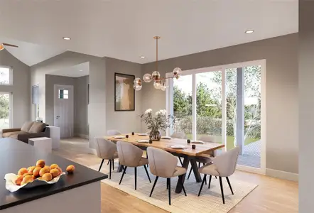 Dining room with doors to exterior patio