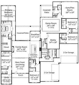 The floorplan at 11015 Reflection Cove. Clerestory windows and high ceilings add an elevated, contemporary feel to this home.