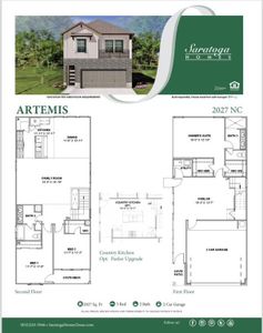 Explore the Artemis floor plan, a thoughtfully designed layout that offers 2,027 sq. ft. of living space. Featuring 3 bedrooms, 2 baths, and a 2-car garage, this home is designed for modern living with a spacious kitchen, family room, and an optional parlor upgrade.