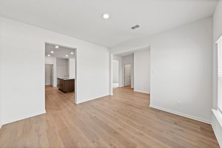 Dining room with light wood-type flooring