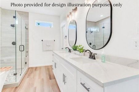 Example of bathroom with shower and double vanity