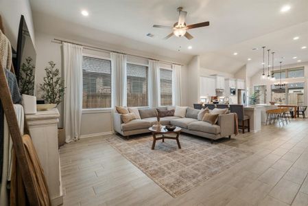 Spacious living room that connects into the kitchen area.