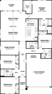 The Passionflower II floor plan by K. Hovnanian Homes. 1st Floor shown. *Prices, plans, dimensions, features, specifications, materials, and availability of homes or communities are subject to change without notice or obligation.