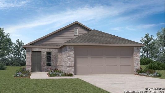 New construction Single-Family house 15531 Clove Spice Way, Von Ormy, TX 78073 THE AMBER- photo 0