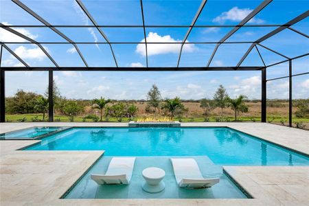 Gas fire feature overlooking preserve lot