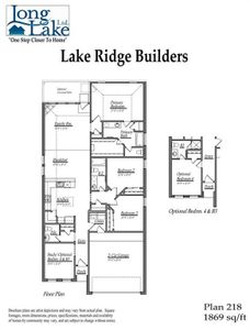 Plan 218 features 4 bedrooms, 3 full baths, 3 car garage, and over 1,800 square feet of living space.