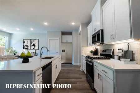 The kitchen of your dreams features excellent prep space, fantastic storage and no shortage of style!  REPRESENTATIVE PHOTO VIRTUALLY STAGED