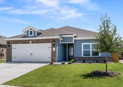 The one-story Rio Grande floor plan has a beautiful brick and siding exterior.