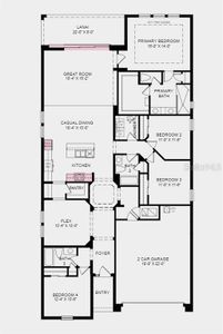 Floor Plan - Structural options include: tray ceilings, gourmet kitchen, shower in lieu of tub in bath 3, pocket sliding glass door, 8' interior doors, and custom paint.